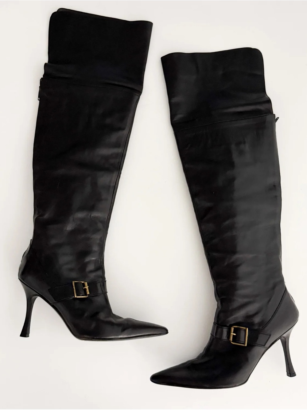 Manolo Blahnik Black Over-the-Knee Stiletto Boots